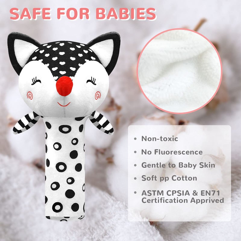XIXILAND Baby Rattles 0-6 Months Newborn Toys Infant Toys 0-6 Months Rattles for Babies 0-6 Months Baby Toys 0-6 Months  Black and White High Contrast Baby Toys for Newborn 0 3 6 9 12 Months Girls Boys - Image 5